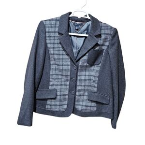 Tommy Hilfiger‎ Gray Plaid Wool Blend Blazer Jacket Women’s XL